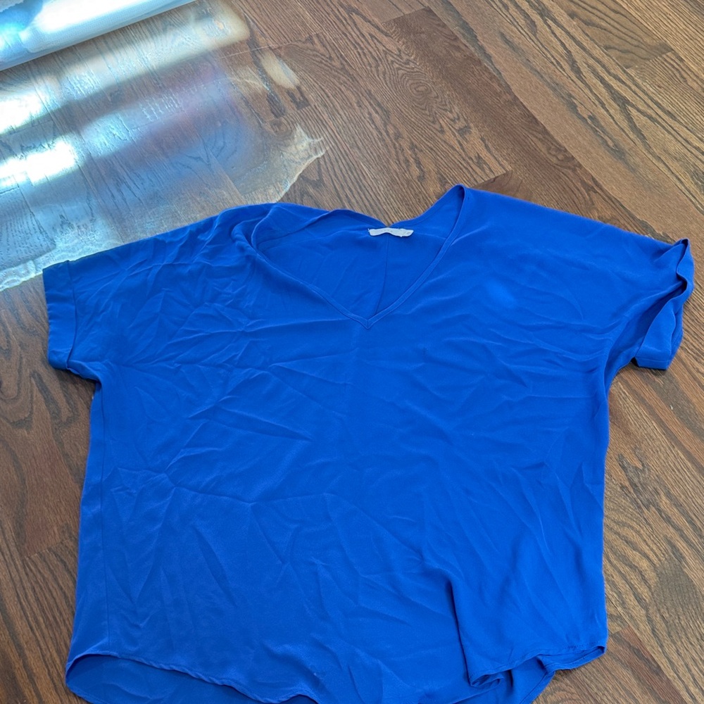 Women's Blue V-Neck Top